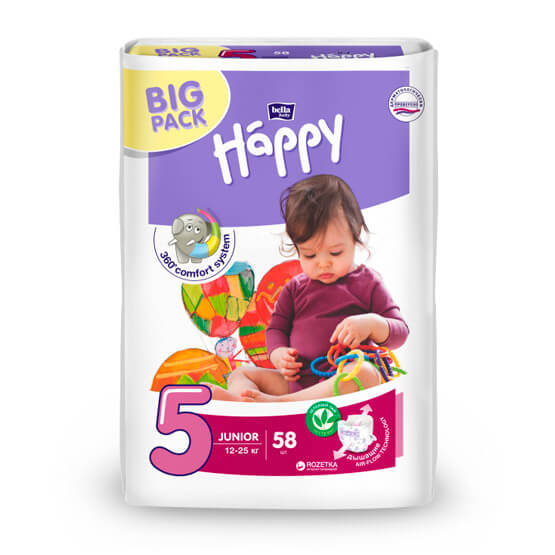 Подгузники Bella Baby Happy Junior для детей 12-25 кг 58 шт купить в Киеве - инструкция и отзывы на liki.wiki