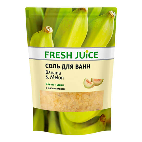 Сіль для ванн дой-пак Банан і диня Fresh Juice 500 мл купити в Києві - ціна, інструкція, відгуки, склад на liki.wiki