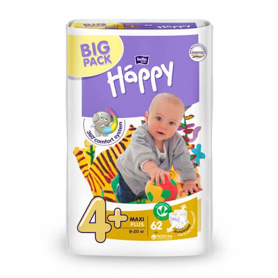 Подгузники Bella Baby Happy Maxi Plus для детей 9-20 кг 62 шт купить в Киеве - инструкция и отзывы на liki.wiki