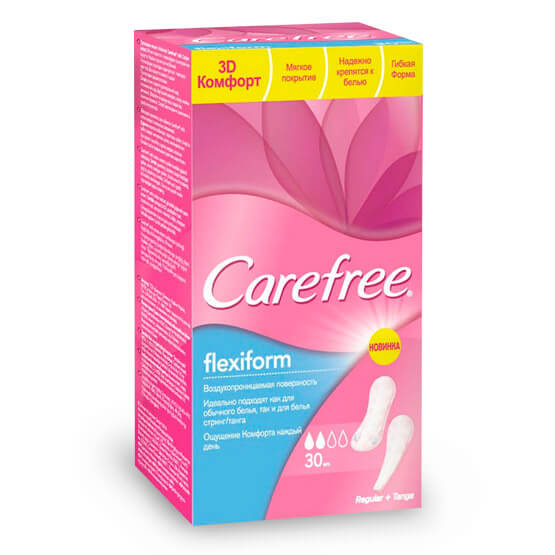 Щоденні прокладки Carefree Flexiform 30 шт купити в Києві - ціна, інструкція, відгуки, склад на liki.wiki