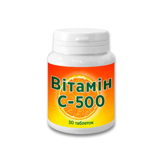 Вітамін C-500 таблетки 0,5 г №30 купити в Києві - ціна, інструкція, відгуки, склад на liki.wiki