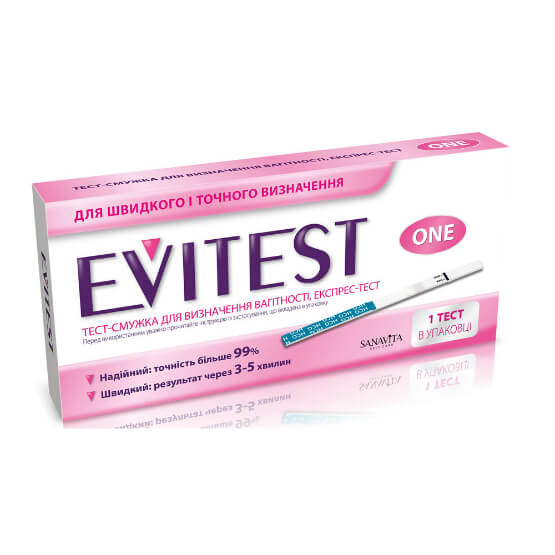 Тест-смужка для визначення вагітності Evitest One купити в Києві - ціна, інструкція, відгуки, склад на liki.wiki